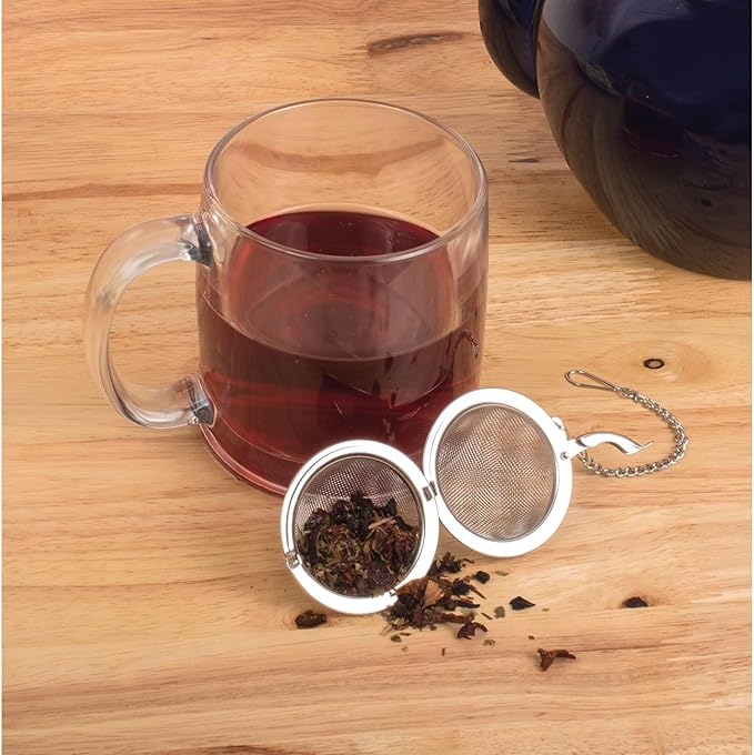 HIC Kitchen Mesh Ball Tea Infuser, 18/8 Stainless Steel Mesh, For Loose Leaf Tea and Mulling Spices, 2-Inch (Pack of 2)