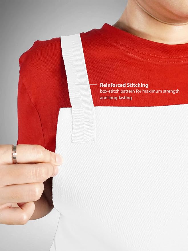 Cotton Crossback Apron with Waterproof Lining, 2 Pockets, Adjustable Water-Resistant Chef Apron - Image 5