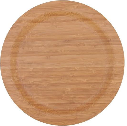 BambooMN 12" Dia Bamboo Reusable Dinnerware Charger Round Plates for Catered Events, Holidays, or Home Use Supplies, 1 Pieces