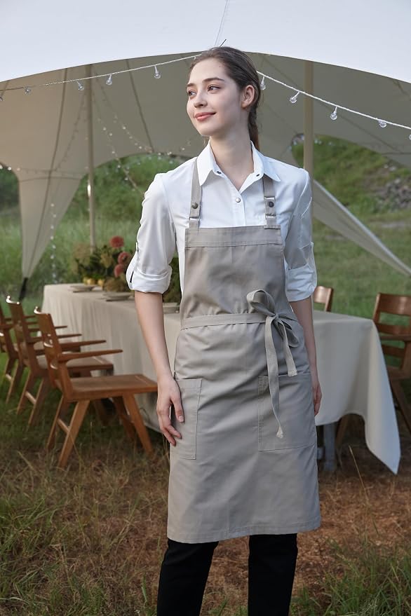 Chef Men Canvas Waterproof Apron Pocket 4251GB | Polyester Cotton Canvas Apron for BBQ Grilling Kitchen Cooking, Adjustable Neck, Durable & Comfortable - Image 5