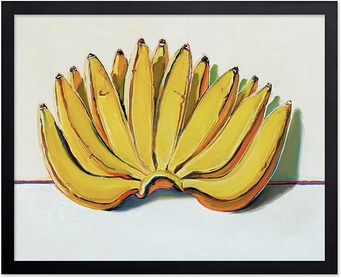Poster Master Vintage Food & Drink Poster - Retro Banana Oil Painting Print - Banana Art - Gift for Vegan, Vegetarian, Foodies - Perfect Decor for Bakery, Home, Kitchen, 11x14 Black Framed