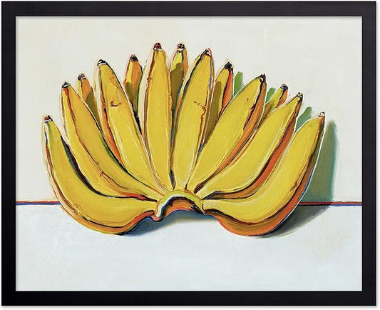 Poster Master Vintage Food & Drink Poster - Retro Banana Oil Painting Print - Banana Art - Gift for Vegan, Vegetarian, Foodies - Perfect Decor for Bakery, Home, Kitchen, 16x20 Black Framed
