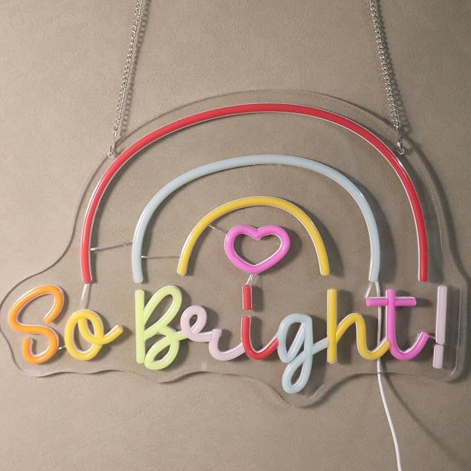 "So Bright!" Rainbow Light - Joyful & Vibrant LED Wall Art for Nursery, Playroom, Kids Room or LGBTQ+ Pride Decor, Dimmable USB, Cheerful Uplifting Gift for Celebrating Love & Color - Image 9