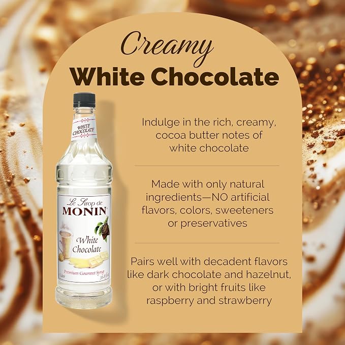 Monin - White Chocolate Syrup | Premium Syrup for Lattes, Mochas & More | Clean Label with No Artificial Flavors, No Artificial Preservatives (BPA-Free Plastic Bottle, 1 Liter) - Image 3