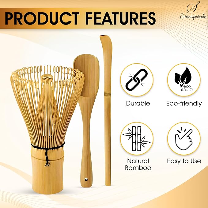 Bamboo Matcha Blender, Utensils Set With Whisk and Tea Accessories
