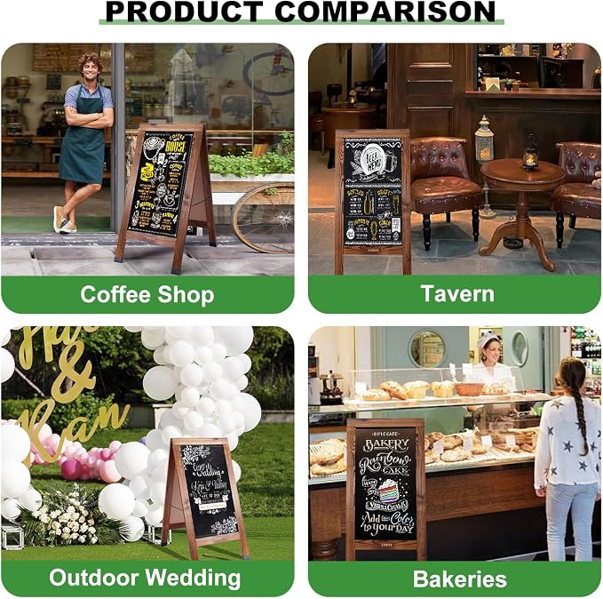 Large Sandwich A-Frame Chalkboard Sign - 40 x 20 Inches Magnetic Wooden Chalk Board for Sidewalk, Stand up Double-Sided Outdoor Easel Display for Restaurant Cafe Shop Wedding Party or Business - Image 7