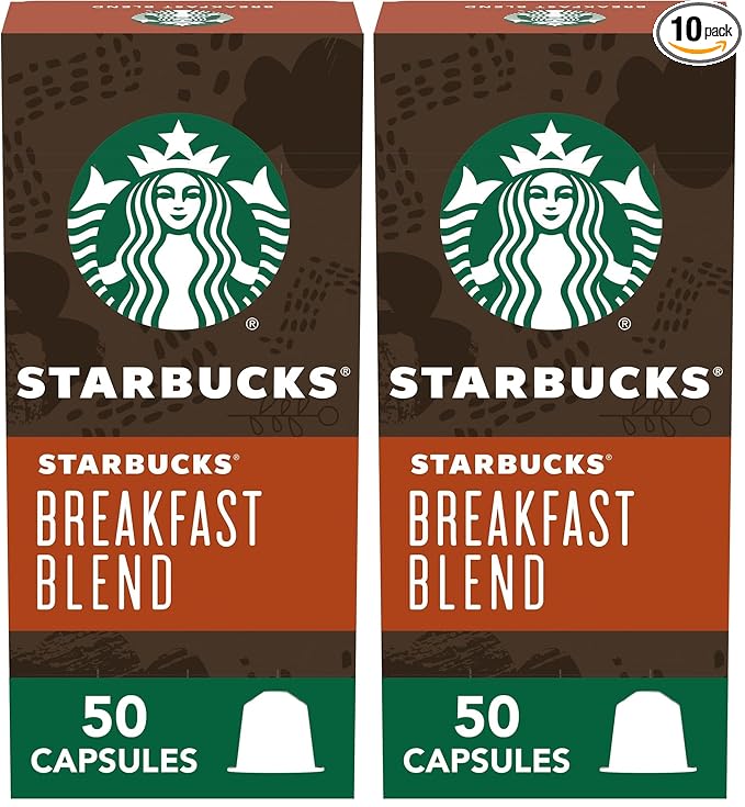 Starbucks by Nespresso Original Line Medium Roast Breakfast Blend Coffee,Espresso Pods, 10 Count(Pack of 10)