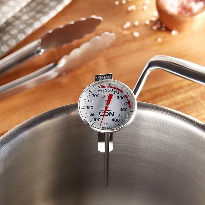 CDN ProAccurate Candy & Deep Fry Thermometer | Insta-Read 7" Stem | NSF Certified | 100–400°F Range | For Candy, Sugar, Oil, Deep Frying, Roasts, Poultry | Adjustable Pot Clip | IRXL400