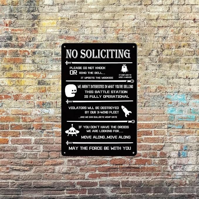 No Soliciting Sign for House Funny No Soliciting Signs for House Door Office Business Please Do Not Knock or Ring The Bell Modern Design Metal Sign for Indoor and Outdoor Use 12" x 8" - Image 3