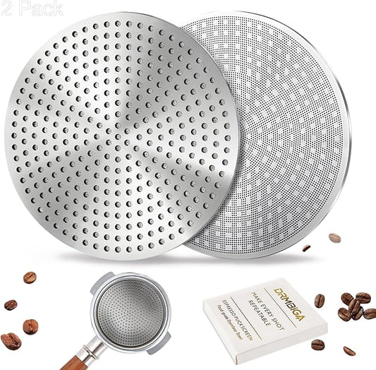 53.3mm Espresso Puck Screen 2 Pack - 3rd Gen Dual-Layer Lower Shower Screen, Reusable Metal Coffee Filter for Breville 54mm Portafilter Basket, 316 Stainless Steel Barista Tool by Unknown