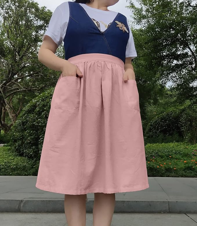 Unisex Chef Aprons White Retro Cotton Maid Short 2 Pockets Waist Waiter Waitress Half Apron - Image 5