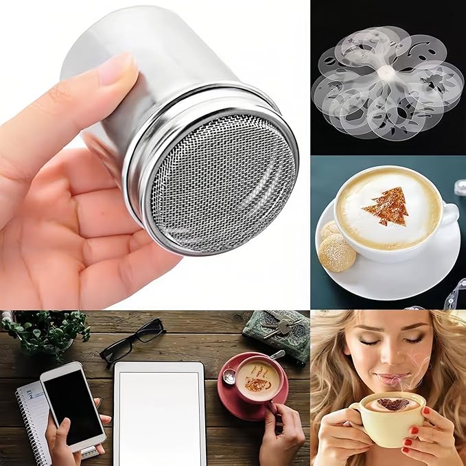 Stainless Steel Sifter with Lid - 80 Mesh Fine Sieve for Coffee Cocoa Matcha, 304 Food-Grade Powder Shaker, Baking Flour Sifter w/Ergonomic Handle, Dishwasher Safe Dry/Wet Ingredients Strainer (6.8oz)