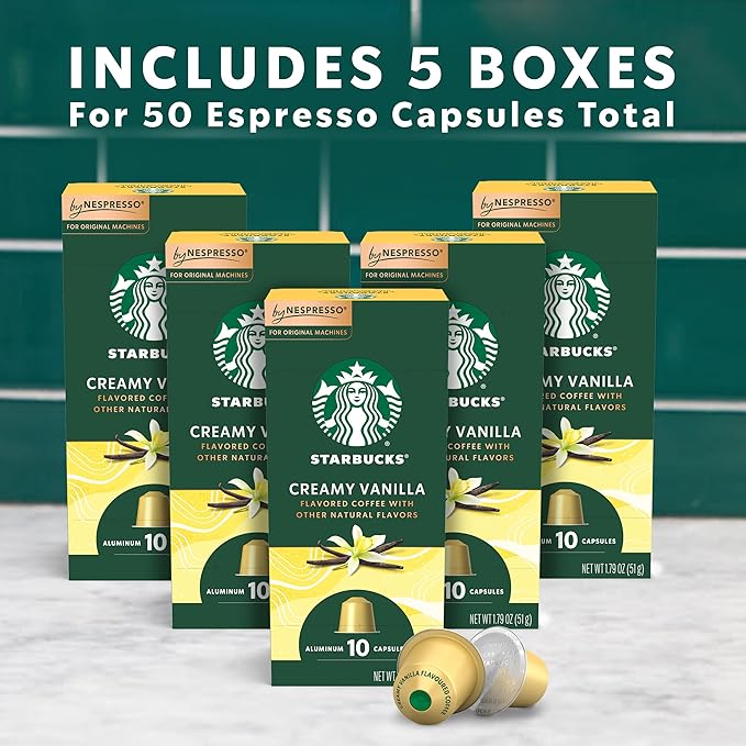 Starbucks by Nespresso Original Line Vanilla Flavored Coffee, Espresso Pods, 10 Count (Pack of 10)
