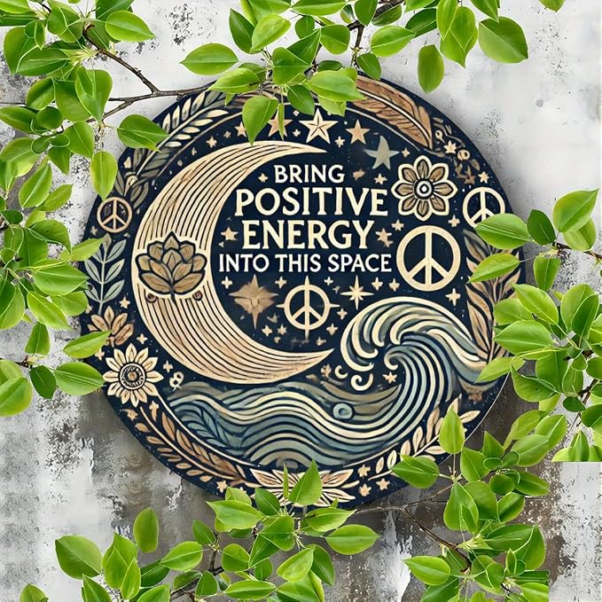 1pc Positive Energy Iron Wall Art, 7.8 Inch Aluminum Foil Carved Decorative Sign for Home, Restaurant, Bar, Cafe, Courtyard, Garage - Mindful Decor - Image 3