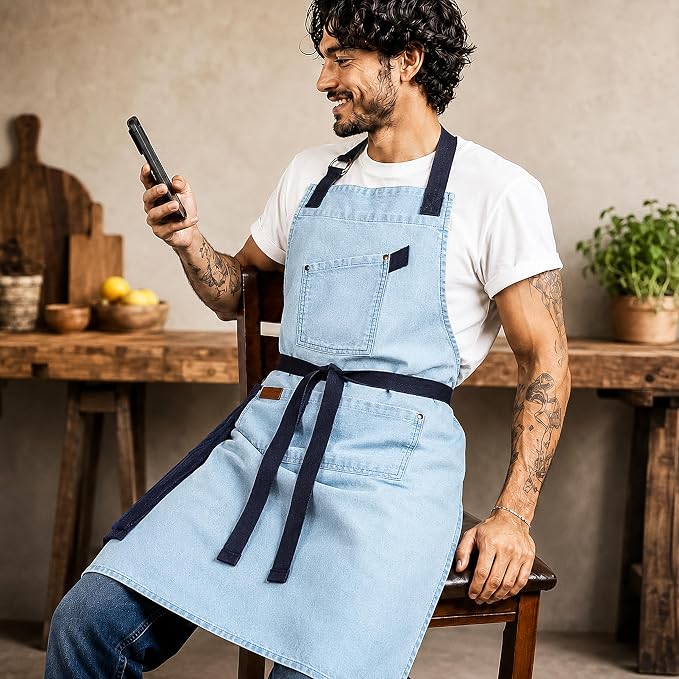 100% Cotton Printed Kitchen Apron with 2 Pockets for Men and Women – Adjustable Chef Apron - Machine Washable - Image 5
