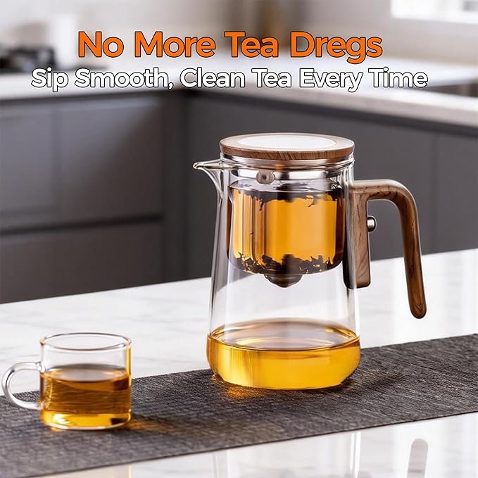 Enchanted Tea Pot, Magic Tea Pot for Loose Leaf Tea Steeper, Heat Resistant Borosilicate Glass Teapot with Tea Infuser, Ideal Gift for Tea Lovers - 34 oz (1000 ml)