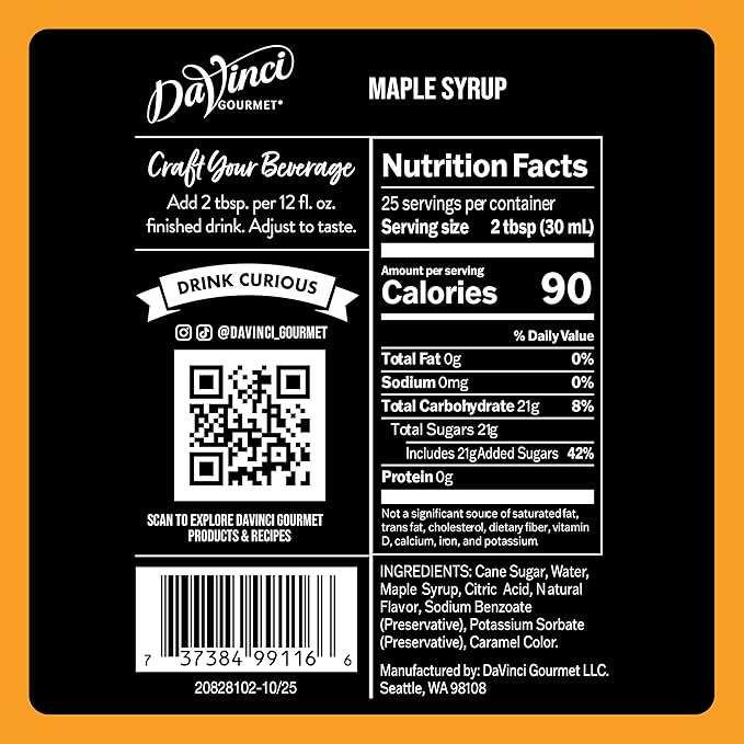 DaVinci Gourmet Maple Syrup, 25.4 Fluid Ounces (Pack of 1)