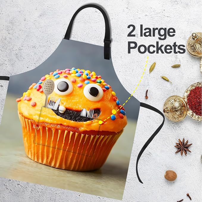 Funny Cat Apron with 2 Pockets Waterproof for Men Women Kitchen Garden Decor - Image 4