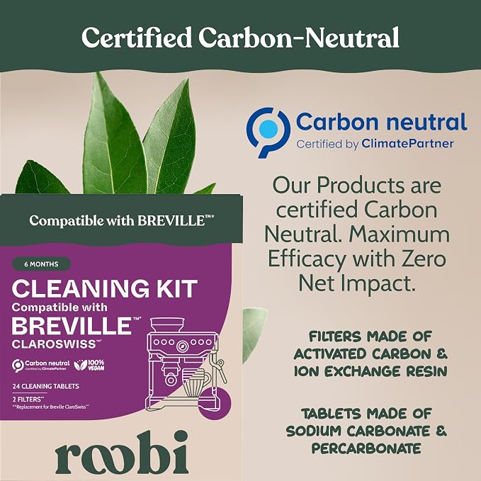 Roobi Espresso Cleaning Kit compatible with Breville ClaroSwiss Filters. Includes 24 Cleaning Tablets and 2 ClaroSwiss Water Filters. Carbon Neutral. 6 Month Supply. - Image 8
