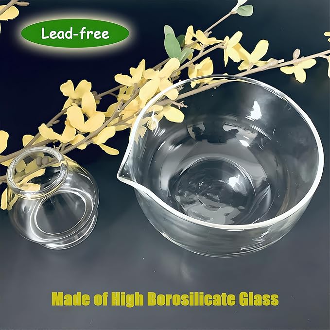 Matcha Bowl with Spout, Matcha Whisk Holder, Glass Matcha Bowl and Whisk Holder Set, Exquisite Matcha Set for Tea Ceremony
