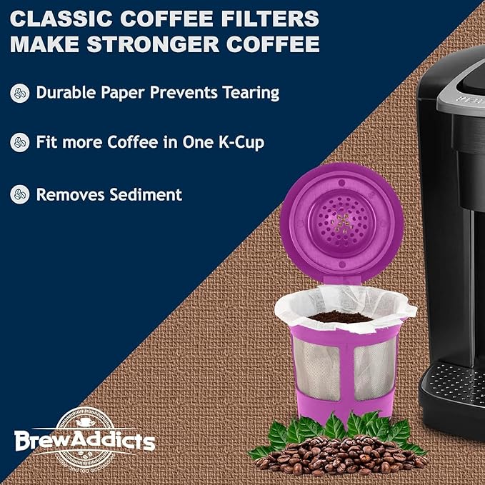 300 Paper Coffee Single-Use Filters for Keurig Brewers and Compatible with K-Cup Pods 1.0 & 2.0 Models, White Classic Design