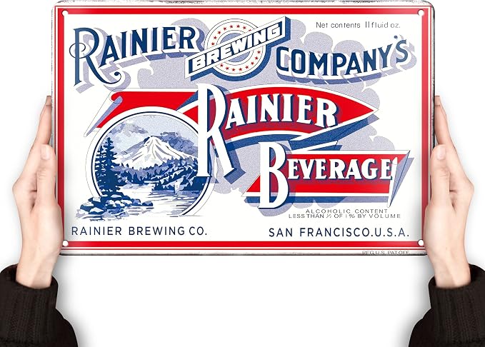 Rainier Beer Signs | Man Cave Decor | Bar Vintage Metal Tin Signs | Garage Retro Home decor | Wall Poster Funny Cool Things Stuff For House Shop Room Coffee 8 * 12 Inch by Clolinse