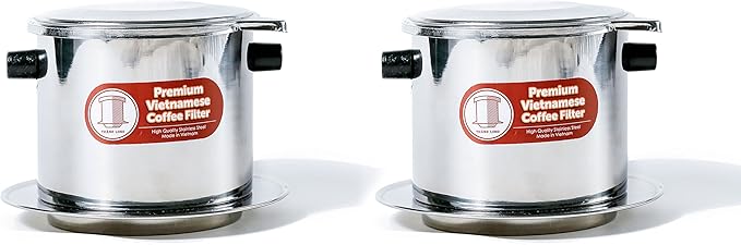Set of 2 Vietnamese Traditional Coffee Phin Filter. Restaurant Quality Coffee- 15 Ounce