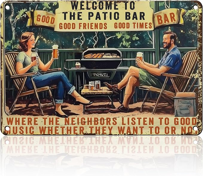 Welcome To The Patio Bar Metal Sign Retro Tin Sign Wall Decor for Farmhouse Kitchen Cafe Home Yard 12×8 Inch by Unknown
