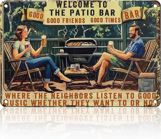 Welcome To The Patio Bar Metal Sign Retro Tin Sign Wall Decor for Farmhouse Kitchen Cafe Home Yard 12×16 Inch by Unknown