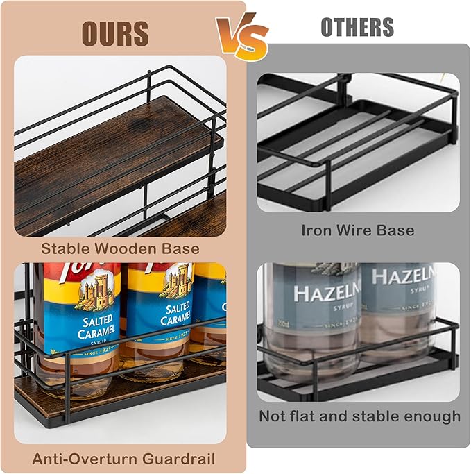 Coffee Syrup Organizer rack, 2 Tier Syrup Holder(8 Bottle Capacity) for coffee bar syrup storage,kitchen condiment organization and wine display.