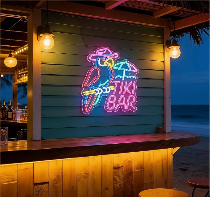 Tiki Bar LED Neon Sign, USB Powered Decorative Neon Light for Bar Party Home Patio Living Room Wall Table Tiki Theme Decor 12.6 x 16.9 In - Image 7
