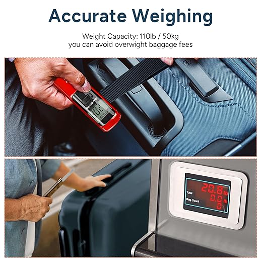 Battery-Free Luggage Scale, Suitcase Scale for Travel, 110 lbs/50 kg, Portable Handheld Weight Scale, No Batteries Needed