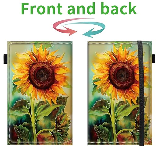Server Books for Waitress, 5x9 Inch Waitstaff Server Order Pads, 11 Large Pockets, Cute PU Leather Waitress Book Server Wallet with Elastic Band Fit Server Apron,Lovely Sunflowers - Image 2