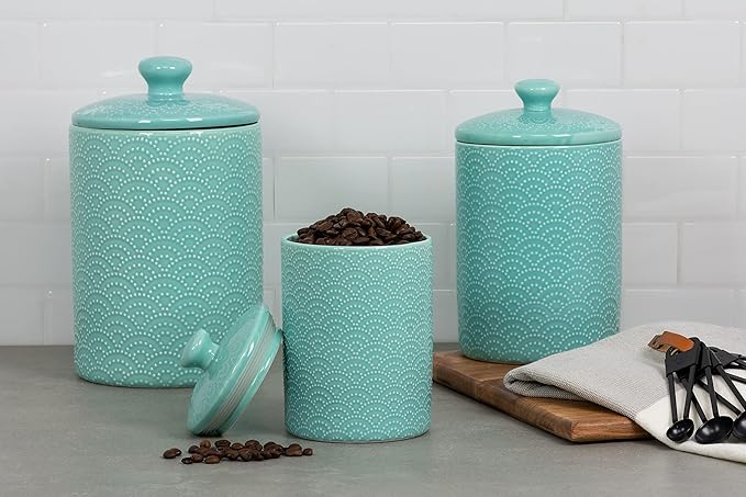 10 Strawberry Street CAN BLU Kitchen Canister Set, 3 Piece, Tide Blue