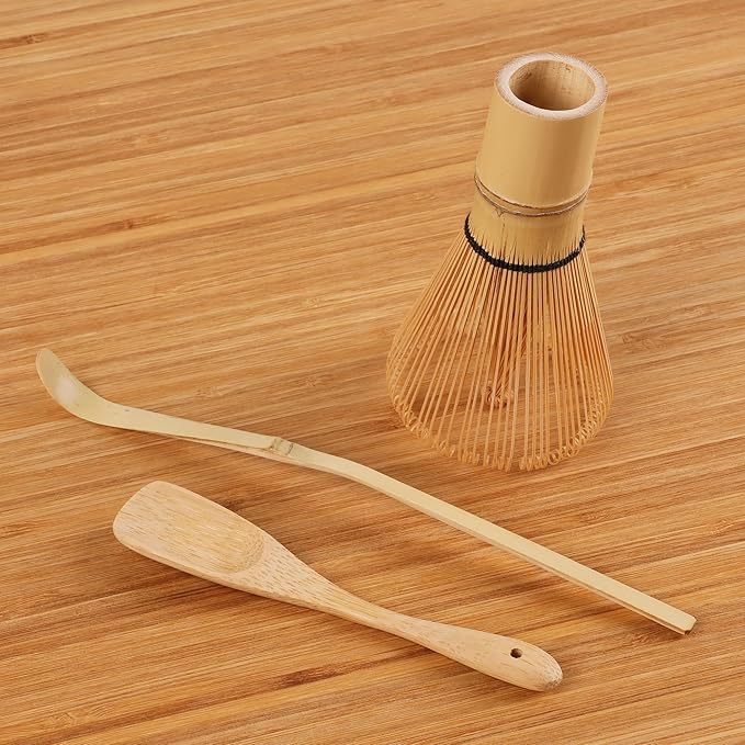 BambooMN Matcha Tea Set - Matcha Whisk (Chasen), Scoop (Chashaku), Deep Scoop, Traditional Japanese Style - 2 Sets