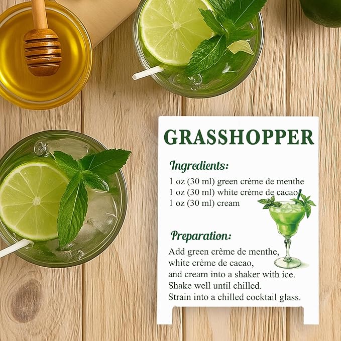 Grasshopper Recipe Rustic Bar Decor for Home Cafe Farmhouse Cocktail Sign for Kitchen Bar Cart Accessories Mixology Christmas Gift for Bartender Men Women New Couple - 5.59 x 4.33 inch Acrylic Sign - Image 5