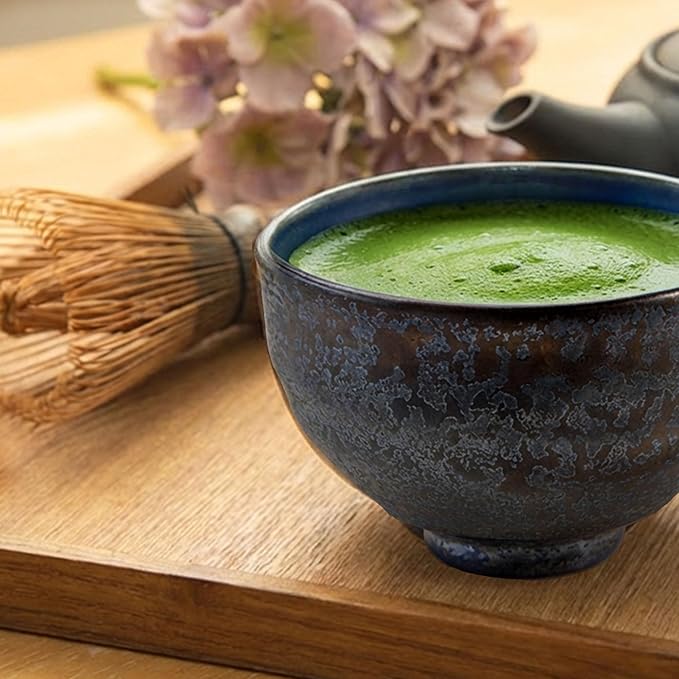 Asayu Japan Matcha Bowl, Handmade in Gifu Japanese Ceramic Chawan, 12 x 7.8 cm, 500ml, Microwave Safe for Tea Ceremoney, Green Tea, Pottery - Kurogane Blue