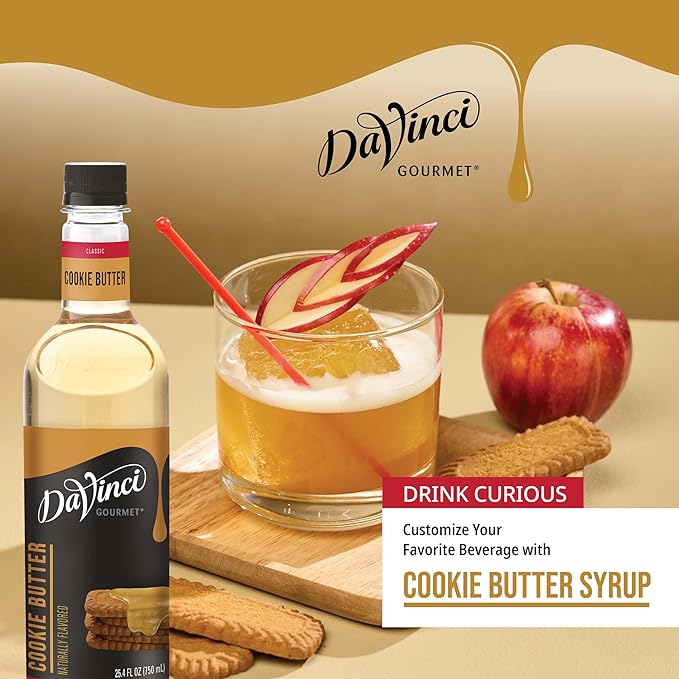 DaVinci Gourmet Cookie Butter Syrup, Made with pure Cane Sugar, Dairy Friendly, 25.4 Fluid Ounces (Pack of 1)