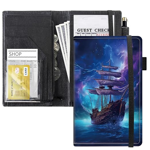 Server Books for Waitress, 5x9 Inch Waitstaff Server Order Pads, 11 Large Pockets, Cute PU Leather Waitress Book Server Wallet with Elastic Band Fit Server Apron,Purple Ship by Unknown