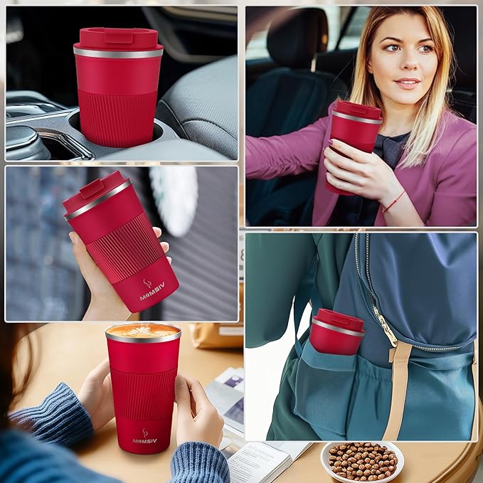 MOMSIV 17oz Travel Mug, Insulated Coffee Cup with Leakproof Lid, Vacuum Stainless Steel Double Walled Reusable Tumbler for Hot and Cold Water Coffee and Tea In Travel and Car