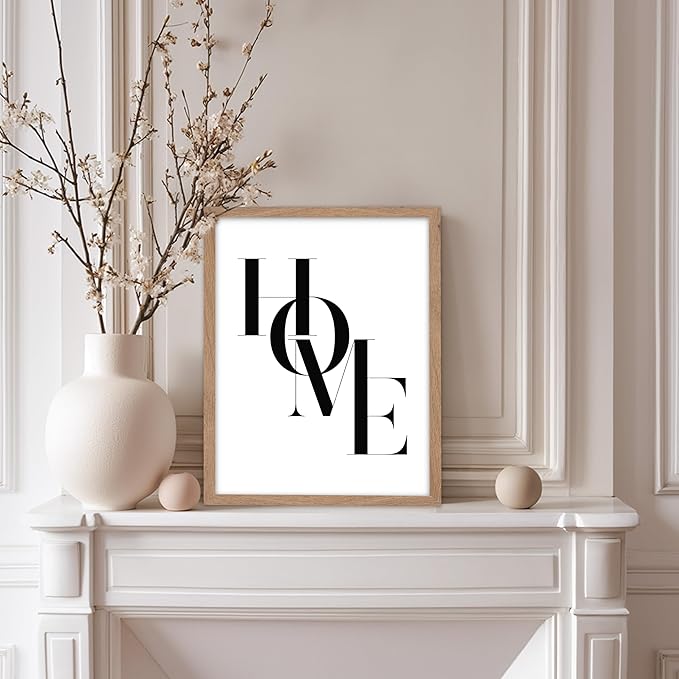 Poster Master Vintage Unique Poster - Retro Minimalist Print - Home, Letters, Typography, Black and White, Simple - Gift for Artist, Friend - Wall Decor for Living Room, Dorm, 8x10 Beige Framed