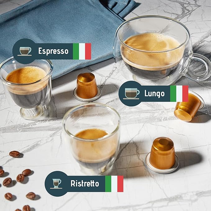 Artuzzi 120ct Compatible Nespresso Coffee Pods For Nespresso Original Machines | Espresso Ristretto Lungo Coffee Capsules | Espresso Variety Pack I Aluminum & Recyclable
