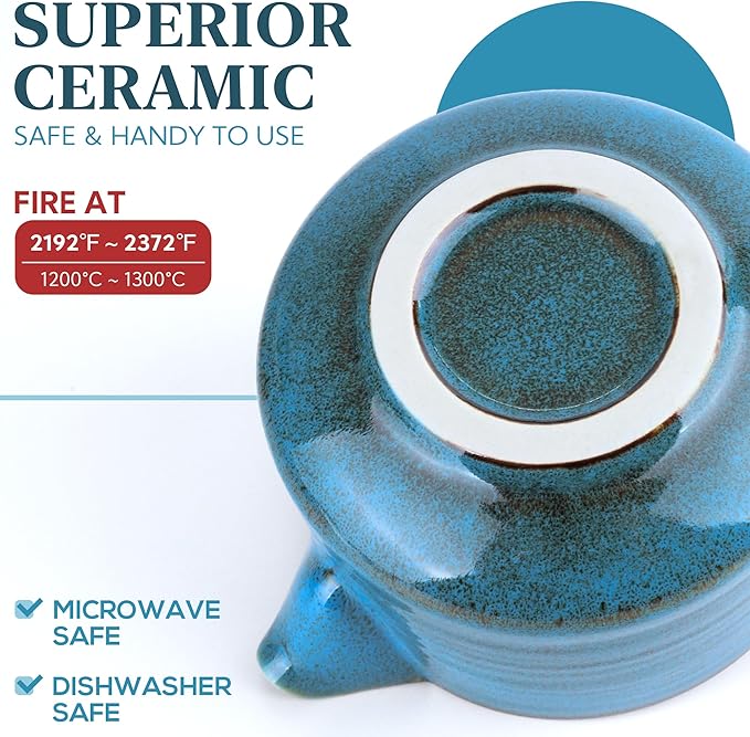 Japanese Matcha Bowl, Glazed Ceremonial Matcha Bowl with Whisk Holder for Matcha Powder/Matcha Tea/Japanese Matcha (Blue(w/Spout))
