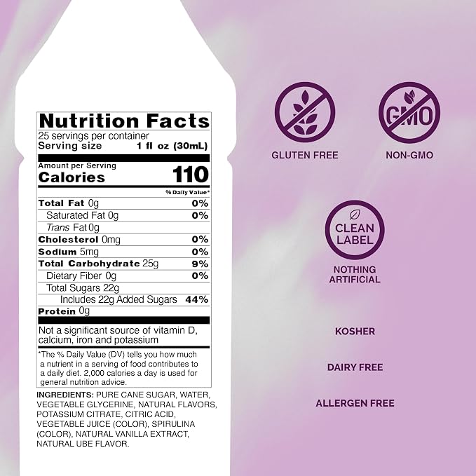 Monin - Ube Blend Syrup, Savory & Sweet, Blended With Notes of Fig, Cinnamon & Vanilla, Great for Lemonades, Boba Tea, & Coffee, Dairy-Free, No Artificial Sweeteners, Gluten-Free (Glass, 750 mL) - Image 2