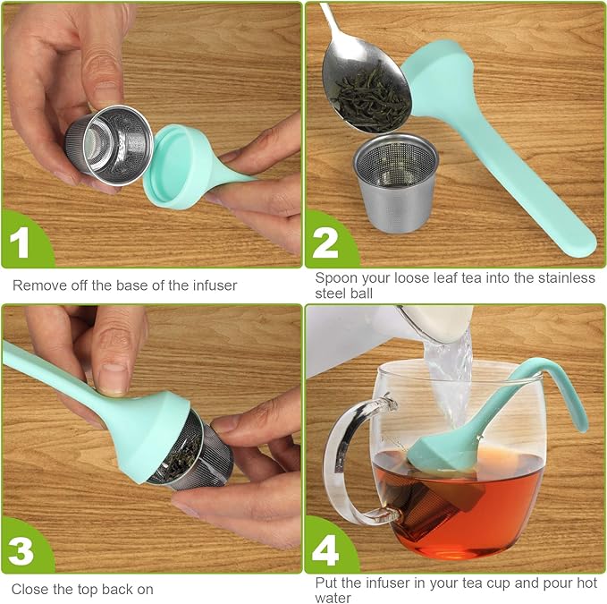 Fenshine Tea Infuser, Extra Fine Mesh Tea Cup Filter Silicone Handle Stainless Steel Tea Strainer Loose Tea Steeper for Loose Leaf Tea or Herbal Tea
