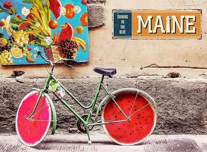 Welcome to US City Metal Wall Decor Maine Metal Tin Sign Decorative Plaque Farmhouse Country Home Decor 4" X 16" - Image 2