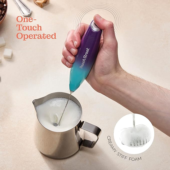 Powerful Handheld Milk Frother, Mini Milk Foamer, Battery Operated (Not included) Stainless Steel Drink Mixer for Coffee, Lattes, Cappuccino, Frappe, Matcha, Hot Chocolate.