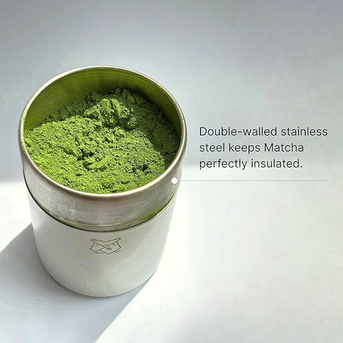 FKRŌ Ami Matcha Canister – Double-Seal Stainless Steel Tea & Coffee Storage Tin for Matcha Powder, Loose Tea & Spices