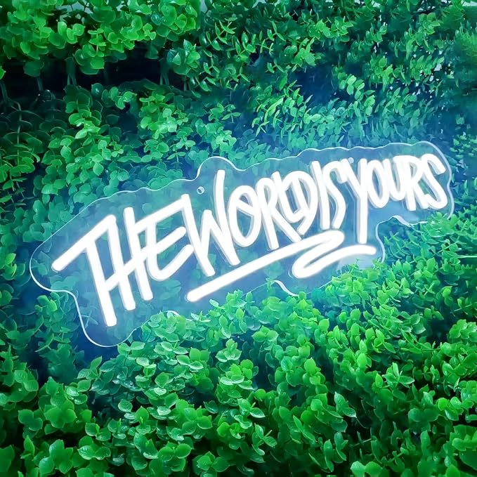 The World is Yours Neon Sign Dimmable World Yours LED Sign for Wall Decor USB Powered Neon Light for Man Cave Home Bar Bistro Club Cafe Wedding Game Room Birthday Gift Graduation Party by Unknown