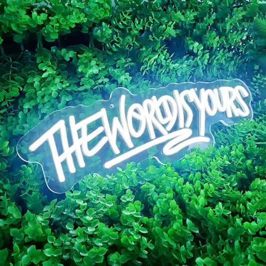 The World is Yours Neon Sign Dimmable World Yours LED Sign for Wall Decor USB Powered Neon Light for Man Cave Home Bar Bistro Club Cafe Wedding Game Room Birthday Gift Graduation Party by Unknown
